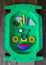 Irkutsk, Russia- April 24, 2020: Creative man`s portrait from lego details for kids creativity