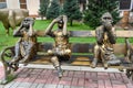Sculpture of the three monkeys See Nothing, hear nothing, say nothing. Irkutsk. Russia Royalty Free Stock Photo