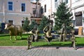 Irkutsk, Russia, August, 29, 2017. Park of 350th anniversary of Irkutsk Irkutsk sculpture Park. The sculpture of the three monke Royalty Free Stock Photo