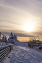 Irkutsk, Russia - JANUARY 21, 2023 : Ice Town Crystal Fairy Tale in Irkutsk