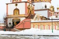 Irkutsk, Russia - January 13, 2013: Part of Cathedral of the Epiphany, Irkutsk, Russia in winter. Rebuilt after a fire