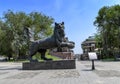 IRKUTSK, RUSSIA - JULY 6, 2019: Babr Sculpture siberian tiger symbol of Irkutsk city Royalty Free Stock Photo
