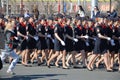 Irkutsk, Russia - May 9, 2015: Women's column of Police Troops on Victory Day Celebration in Irkutsk