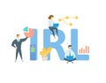 IRL, In Real Life. Concept with keyword, people and icons. Flat vector illustration. Isolated on white. Royalty Free Stock Photo