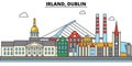 Irland, Dublin. City skyline architecture . Editable