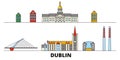 Irland, Dublin flat landmarks vector illustration. Irland, Dublin line city with famous travel sights, skyline, design. Royalty Free Stock Photo