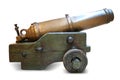 Iron artillery cannon on a white background Royalty Free Stock Photo