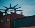 Iron Artwork on top of a Brewery in Downtown Des Moines, Iowa