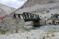 An iron bailey bridge across river Indus in Leh and Ladakh