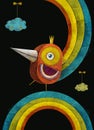 Iron bird.Fire bird in crown on the rainbow.Concept design for poster,flayer,business,cover brochure ,abstract background