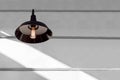 Iron black loft style light with an edison lamp. Royalty Free Stock Photo