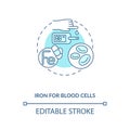 Iron for blood cells concept icon