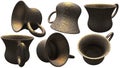 Iron brass old cups set Royalty Free Stock Photo