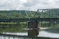 Iron bridge construction over river Royalty Free Stock Photo