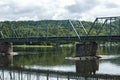 Iron bridge construction over river Royalty Free Stock Photo