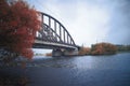 Iron bridge in the fog Royalty Free Stock Photo