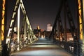 Pedestrian iron bridge in city of Frankfurt