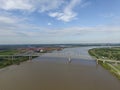 Iron Bridge over the Mississippi river Close to New Orleans, Louisinanna. Veterans Memorial Bridge, Edgard Royalty Free Stock Photo