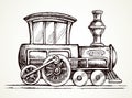 Old toy locomotive. Vector drawing