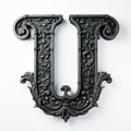 iron casted letter U takes center stage, isolated against a pristine white background. Royalty Free Stock Photo