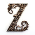 iron casted letter Z takes center stage, isolated against a pristine white background. Royalty Free Stock Photo