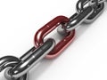 Iron chain with red link Royalty Free Stock Photo