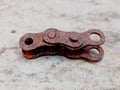 iron chain whose condition has been broken, damaged and rusty Royalty Free Stock Photo