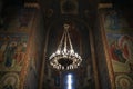 Iron chandelier in Georgian Orthodox church Royalty Free Stock Photo