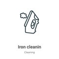 Iron cleanin outline vector icon. Thin line black iron cleanin icon, flat vector simple element illustration from editable Royalty Free Stock Photo