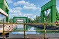 Iron construction of boatlift near German magdeburg with footpath Royalty Free Stock Photo