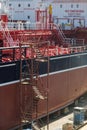 Iron construction scaffolding near a ship in shipyard. Editorial shot in ÃÂ°stanbul Turkey