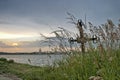 Iron cross at the edge of a lake Royalty Free Stock Photo