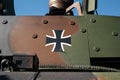 Iron cross - german military sign and decoration is on armed vehicle Royalty Free Stock Photo