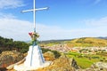 Iron Cross in Hill of Calvary Cerro del Calvario on the Via de la Plata near Almaden de la Plata, Seville province, Andalusia, S