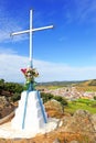 Iron Cross in Hill of Calvary Cerro del Calvario on the Via de la Plata near Almaden de la Plata, Seville province, Andalusia, S