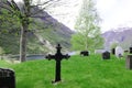 Iron Cross, Nordic Cemetery, Mountain Scene, Fjord View Royalty Free Stock Photo