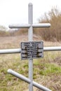 Iron crosses on an old abandoned grave in the steppe on a spring day Royalty Free Stock Photo