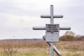 Iron crosses on an old abandoned grave in the steppe on a spring day Royalty Free Stock Photo