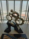 Iron cyclist sculpture, statue in Qatar