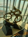 Iron cyclist sculpture, statue in Qatar