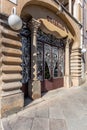 Iron door of the Boutique Sombrinha, a Art Nouveau building