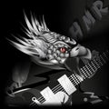 Iron eagle with a guitar in its claws Royalty Free Stock Photo