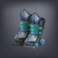 Iron fantasy armor boots for game or cards.