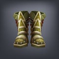 Iron fantasy armor boots for game or cards.