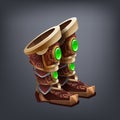 Iron fantasy armor boots for game or cards.