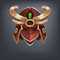 Iron fantasy armor helmet for game or cards. Royalty Free Stock Photo