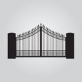 Iron fence and brick fence silhouette isolated Royalty Free Stock Photo