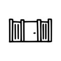 iron fence with doors black line vector doodle simple icon