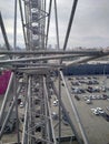 Iron Ferris wheel structure with a view from the cabin Royalty Free Stock Photo