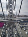 Iron Ferris wheel structure with a view from the cabin Royalty Free Stock Photo